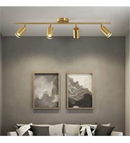 RİOLİGHT MODERN MATT ALTIN KAPLAMA 4XGU10 DUYLU 3000K HAREKETLİ BAŞLIK SPOT AMPÜL DAHİLDİR (Sarı)