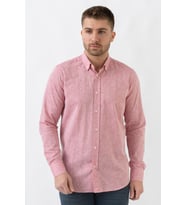 White Stone Malta G2303 Keten Regular Fit Pamuklu Gömlek Kiremit