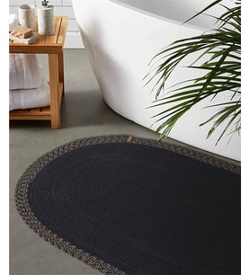 Koza Home Cesta El Yapımı Pamuklu Siyah Jüt Hasır Dekoratif Kilim 9005
