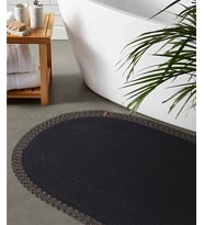 Koza Home Cesta El Yapımı Pamuklu Siyah Jüt Hasır Dekoratif Kilim 9005