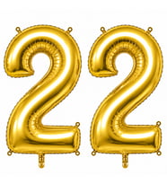 22 Rakam Folyo Balon Altın Rengi (76 cm)
