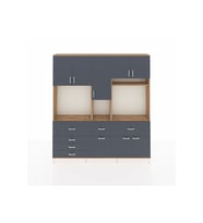Arges Gardrop 10 Raflı 6 Çekmeceli 8 Kapaklı 220x30x243 Çam-Antrasit