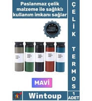 #Termos Paslanmaz Sızdırmaz Vakumlu Isı Koruyucu Hediyelik Kamp Piknik Mavi Şık Çelik Termos 500 ML