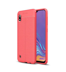 Samsung Galaxy A10 Kılıf Deri Tarzı Niss Silikon Case (Kırmızı)