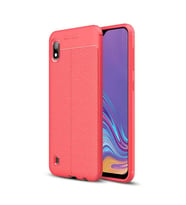 Samsung Galaxy A10 Kılıf Deri Tarzı Niss Silikon Case (Kırmızı)