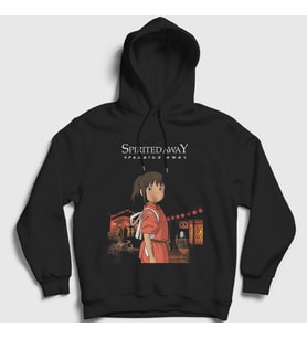 Presmono Unisex Siyah Chihiro Ogino Spirited Away Kapüşonlu Sweatshirt 542100tt
