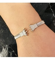 Gümüş Erkek Bileklik ,0.15 Karat Doğal Beyaz Safir Taşlı,Şık Tasarım,Kararmaz Çelik Bant