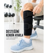 Sporcu Baldırlığı Ayarlanabilir Bantlı Baldır Destek Aparatı Siyah
