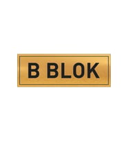 B BLOK YAZILI GOLD METAL LEVHA 20 X 7 CM