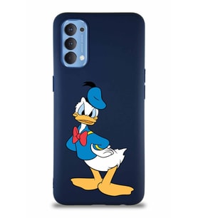 Oppo Reno 4 Soft Premier Kapak Donald Duck-D Tasarımlı Silikon Kılıf - Lacivert (Şeffaf)