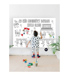 29 Ekim Cumhuriyet Bayramı Eğitici Dev Boyama Kağıdı, Çocuklar Için Aktivite Boyama Rulosu 90x130cm