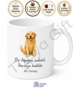 Köpekli Baskılı Kupa Bardak Köpek Severler İçin Hediye Porselen Mug