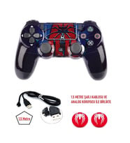 Playstation Dualshock 4 V2 Ps4 Oyun Kolu Yenilenmiş Pc + Ps4 (1.5mt Şarj Kablosu  ve Analog koruyucu (Lacivert)