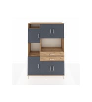 Hyperion Dolap 8 Raflı 2 Çekmeceli 6 Kapaklı 132x44x195 Çam-Antrasit/Çam