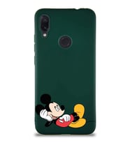 Xiaomi Redmi Note 7 Soft Premier Kapak Mickey Mouse-F Tasarımlı Silikon Kılıf - Yeşil (Şeffaf)