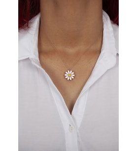 925 Ayar Gümüş Rose Kaplama Dönen Papatya Kolye
