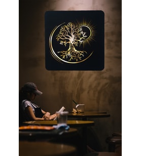 Lucenda Led Işıklı Ağaç Güneş Temalı Tablo Duvar Dekorlu Gece Lambası