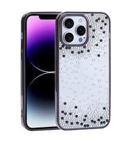 iPhone 14 Pro Max Kılıf Airbag Tasarımlı Damla Taşlı Şeffaf Pera Silikon Kılıf