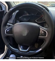 Clio 4 Faz 2 Araca Özel Direksiyon Kılıfı 5D KRİSTAL KARBOB NOKTA GRİ İPLİ