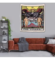 The Lovers Aşıklar Tarot Yıkanabilir Leke Tutmaz Kumaş Duvar Örtüsü Duvar Halısı Tapestry (Karışık)