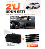 SUBARU OUTBACK (2003-2009) Uyumlu Torpido Örtüsü + Tay Tüyü Bagaj Çantası + Sticker Seti - Siyah