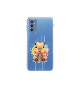 Samsung Galaxy M52 ile Uyumlu Splash Kapibara Tasarımlı Şeffaf Silikon Kılıf