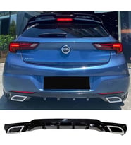 Opel Astra K Sport Difüzör Parlak Siyah Plastik Egzoz Görünüm 2015-2021 Arka-difizör-bodykit-ek