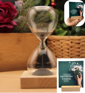 Öğretmenler Günü'ne Özel Ahşap Tabanlı Cam Kum Saati
