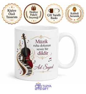 Klasik Müzik Aşığı Keman Piyano Tuşları Beethoven Ruhu Kupa Bardak Hediye