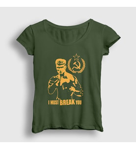 Presmono Kadın Haki Soviet ivan Drago Film Rocky T-Shirt 250370tt (Haki)