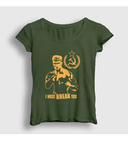 Presmono Kadın Haki Soviet ivan Drago Film Rocky T-Shirt 250370tt (Haki)