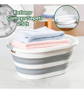 Porsima 1065 25 Lt Akordiyon Sepet Katlanabilir Çamaşır Sepeti