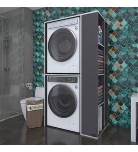 Kenzlife çamaşır-kurutma makinesi dolabı demyan gri 180*090*60 banyo kapaksız arkalıksız (Karışık)