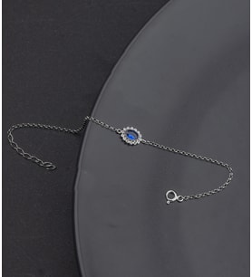 925 Ayar Gümüş Oval Safir Model Bileklik