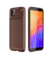 Huawei Y5p Kılıf Auto Focus Karbon Kapak - Kahverengi