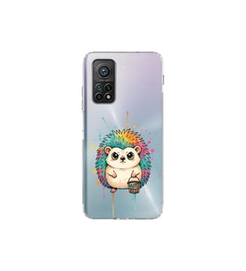 Xiaomi Mi 10 T Pro ile Uyumlu Splash Kirpi Tasarımlı Şeffaf Silikon Kılıf