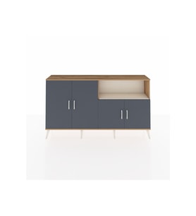 Arges Konsol 6 Raflı 4 Kapaklı 176x30x99 Çam-Antrasit/Aytaşı