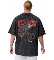 Tasarım Led Zeppelin Rock Metal Müzik Grubu Sırt Baskılı Unisex Oversize Vintage Yıkamalı Tişört