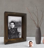 BK Gift Kişiye Özel Godfather Baba Karakalem Tasarımlı Dekoratif Doğal Masif Ahşap Çerçeve 15x20cm-19 (Beyaz)