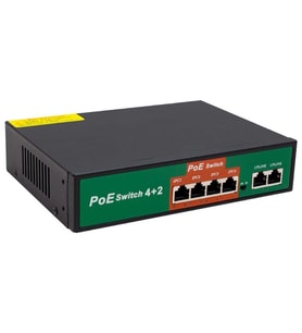 Powermaster POE4+2 60W 10 100 MBPS Poe Ethernet Switch 6 Port 220V Veri Aktarımı