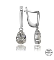 Swarovski Crystal Taşlı Gümüş Damla Sallantılı Kadın Küpe