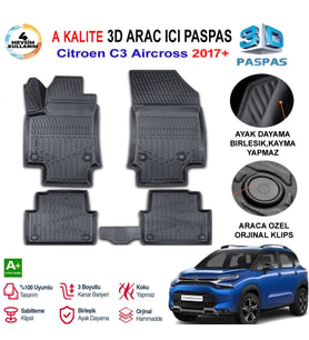 Citroen C3 Aircross 3D Paspas Havuzlu Pro 2016 Sonrası