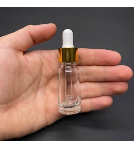 10Ml Şeffaf Cam Damlalıklı Şişe , Gold Metalik Kapak  ,  10 Cc Saydam Cam Damlalıklı Şişe x 6 Adet (Boş)