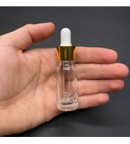 10Ml Şeffaf Cam Damlalıklı Şişe , Gold Metalik Kapak  ,  10 Cc Saydam Cam Damlalıklı Şişe x 6 Adet (Boş)