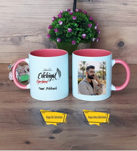 Edebiyat Öğretmeni Kupa Bardak Pembe Fotoğraflı Öğretmenler Günü Hediyesi