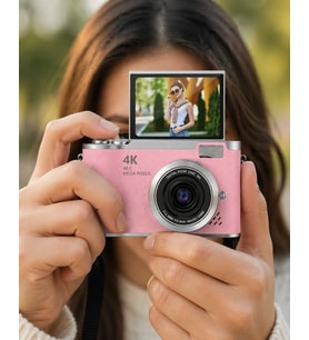 48 MP Vlog Kamera 1080P Video Flip Screen Uzun Pil Ömrü Selfie Kamera