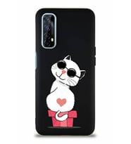 Realme 7 Soft Premier Kapak Coolcat Tasarımlı Silikon Kılıf - Siyah (Şeffaf)