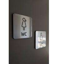 Metal Görünümlü Fırça Desenli Wc Yönlendirme Levhası Seti Kendinden Yapışkanlı