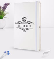 BK Gift Kişiye Özel İsimli Beyaz Termo Deri Defter 16x24cm Model 8