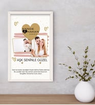 BK Gift Kişiye Özel Fotoğraflı Mesajlı Dekoratif Ahşap Beyaz Çerçeveli Tablo 40x25cm-2